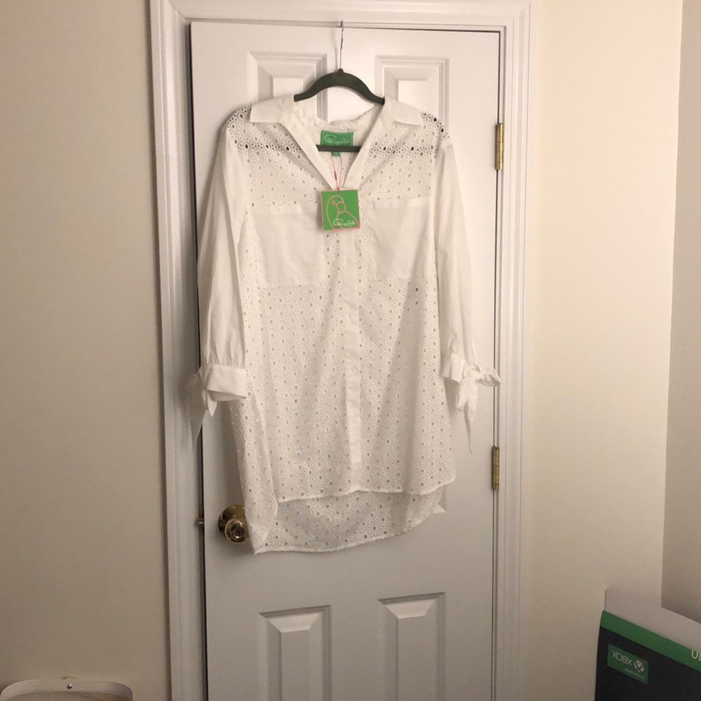 Button down eyes lit shirt